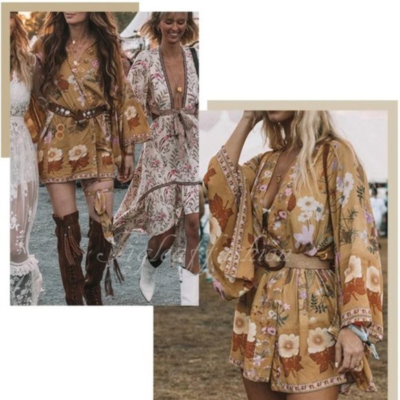 New Wild Bloom Boho Floral Swim Kimono Cover Up - Picture 6 of 11